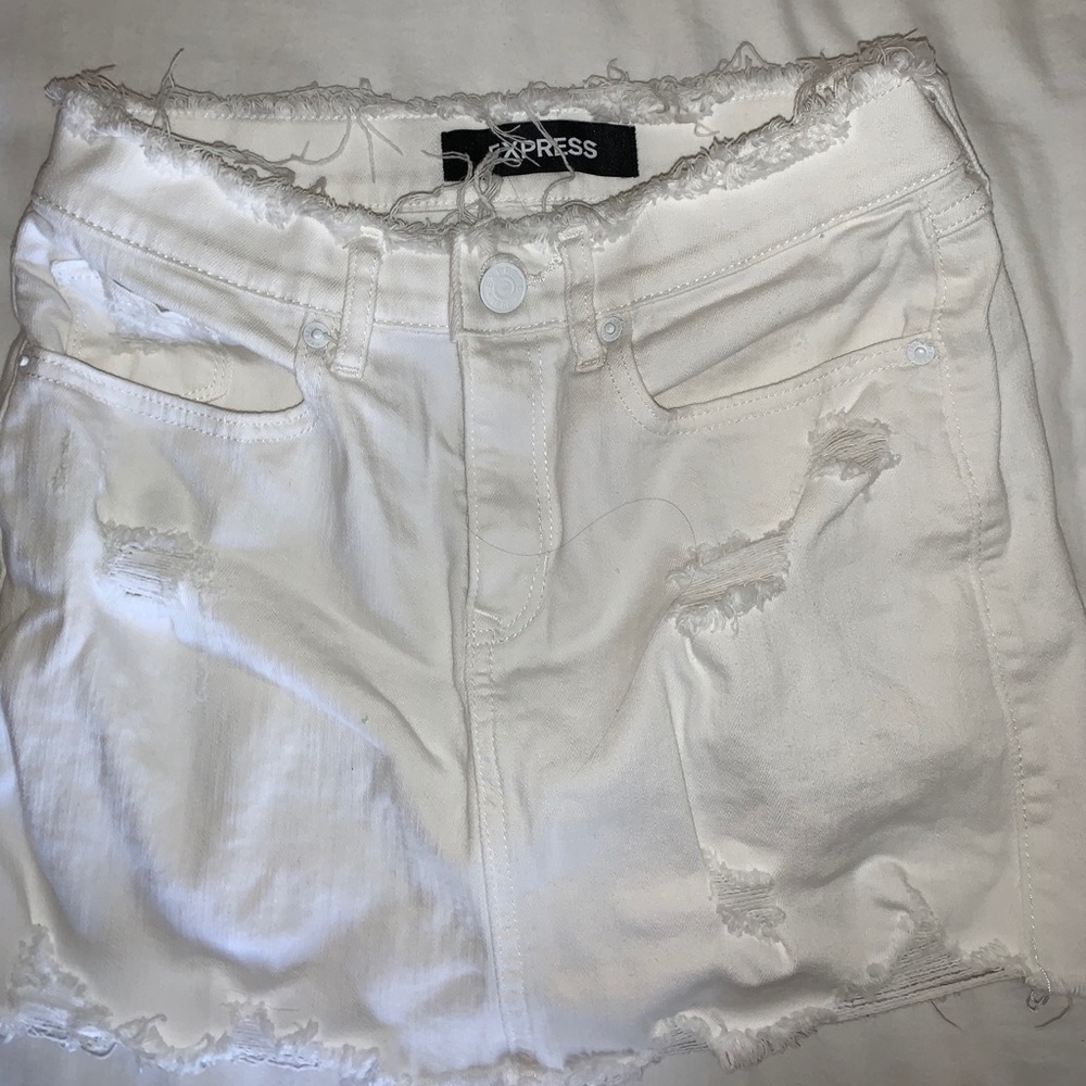 White jean mini skirt